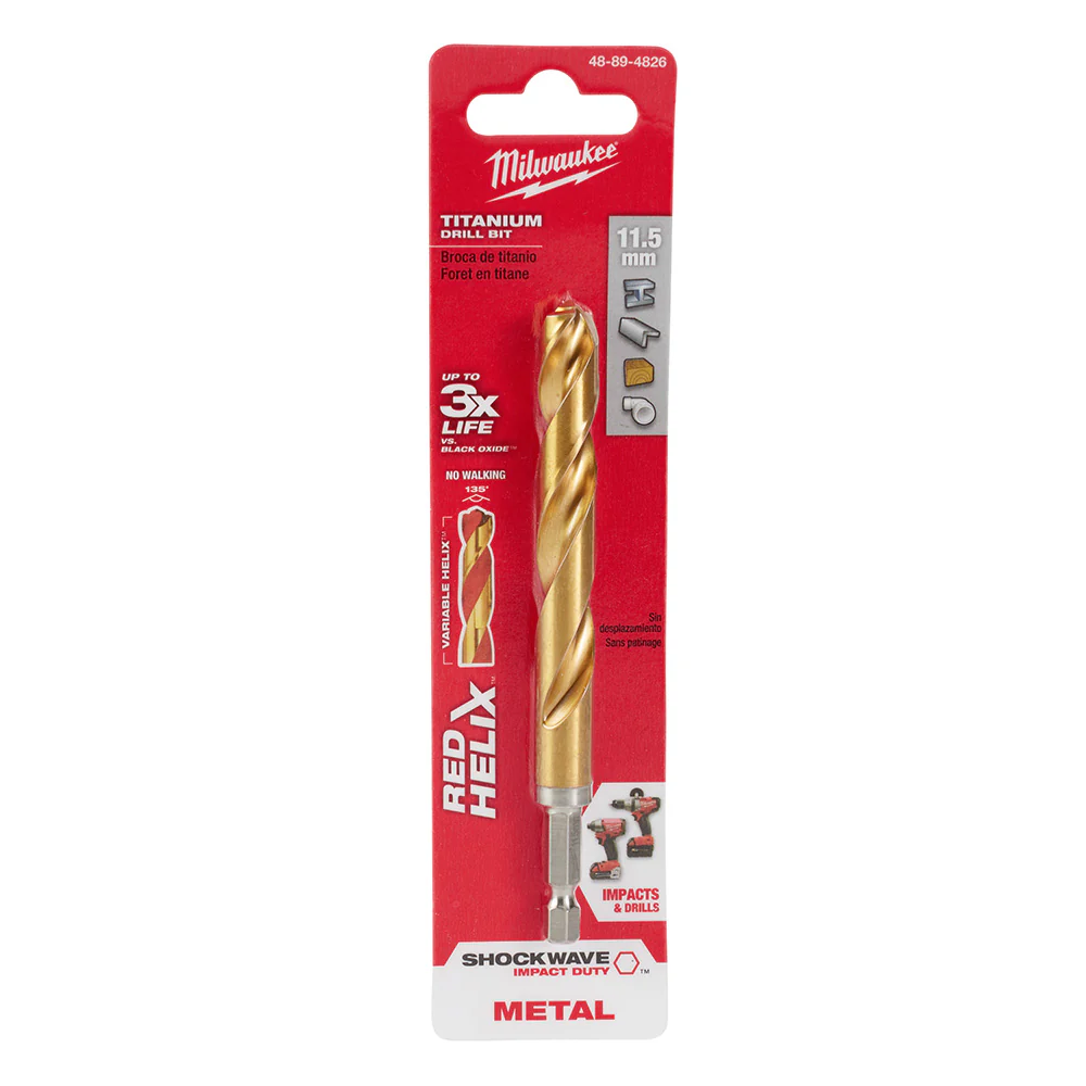 Milwaukee 48-89-4826 11.5mm Metric Titanium SHOCKWAVE™ Red Helix Bit - Mactool Shop