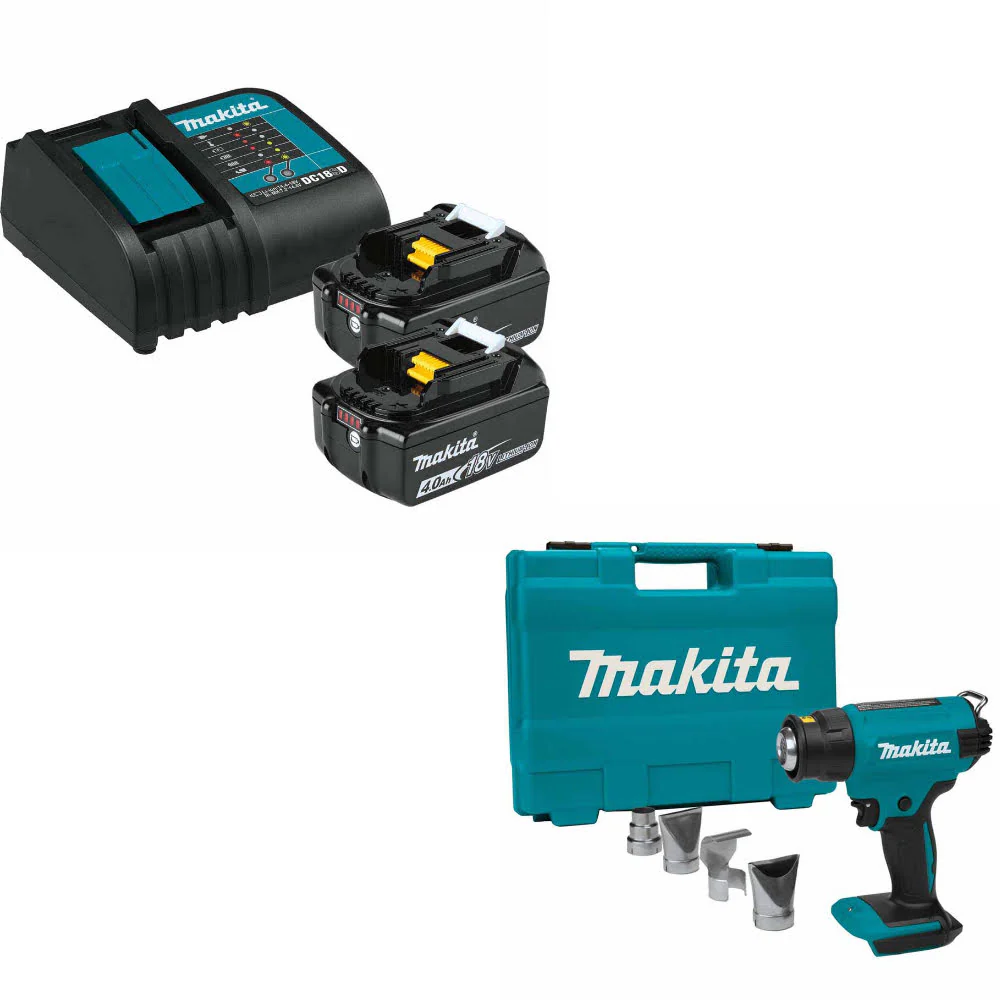 Makita BL1840BSC2 18V LXT Li-Ion Starter Pack W/ FREE XGH01ZK 18V LXT Heat Gun - Mactool Shop