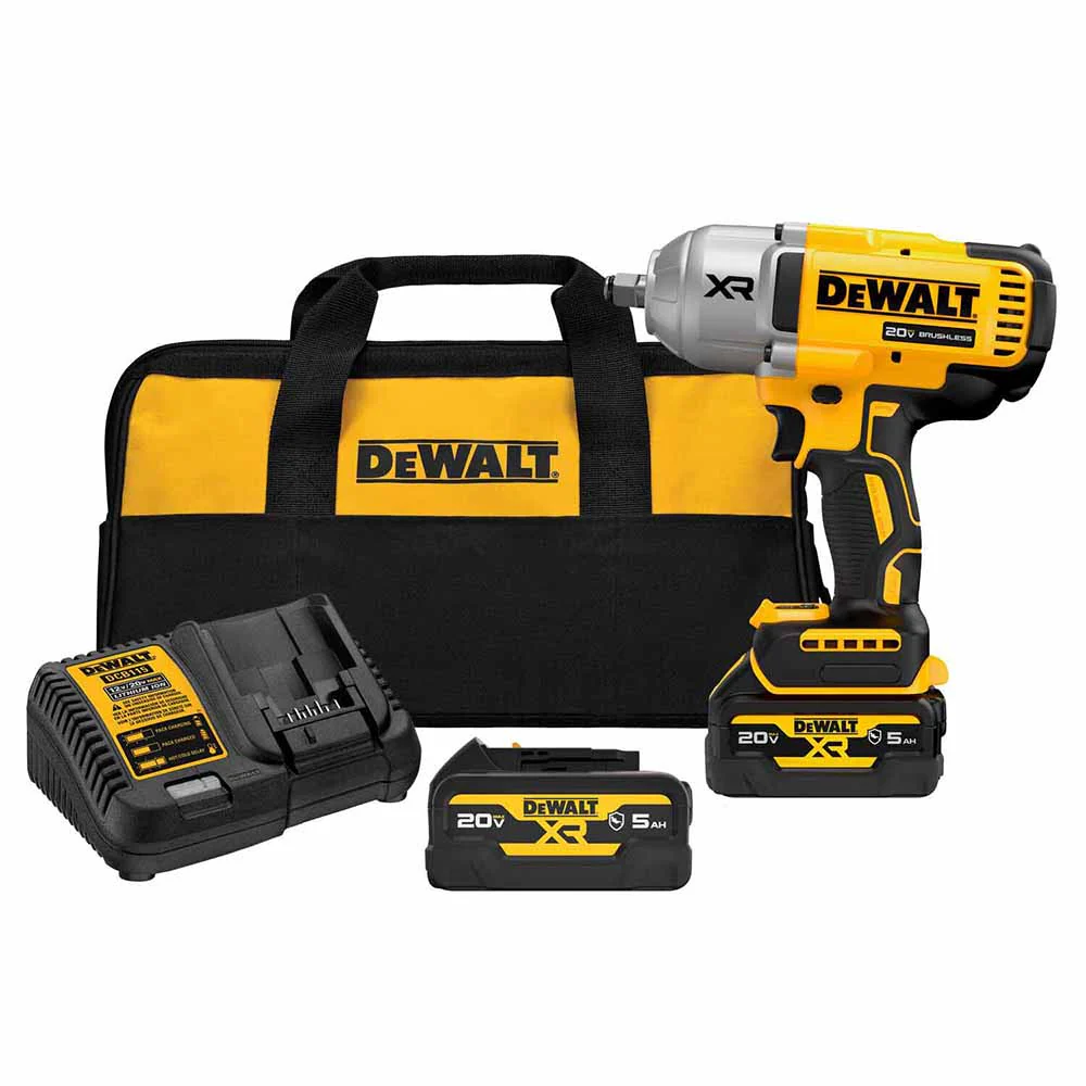 DeWalt DCF900GP2 20V MAX* XR 1/2 In. High Torque Impact Wrench with Hog Ring Anvil with (2) Oil-Resistant 5.0 Ah Batteries and Charger Kit - Mactool Shop