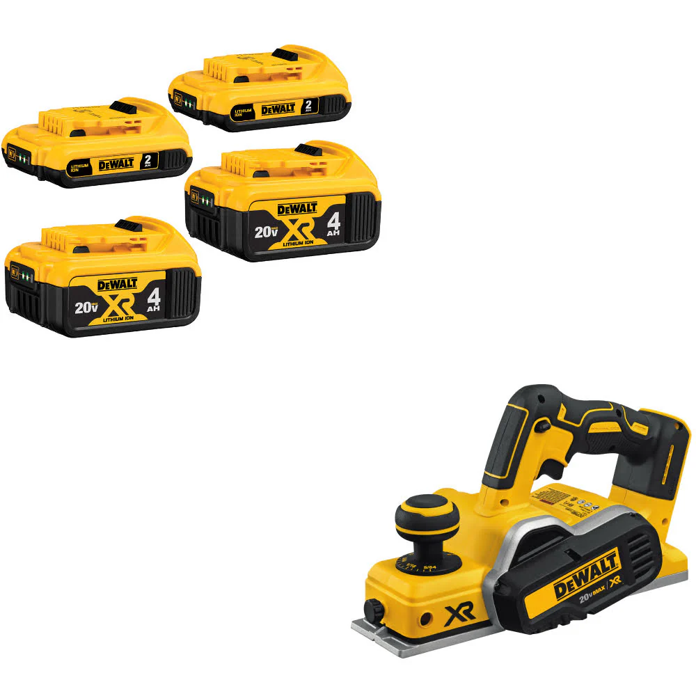 DeWalt DCB324-4 20V MAX Battery 4-Pack W/ FREE DCP580B 20V MAX Planer, Bare - Mactool Shop