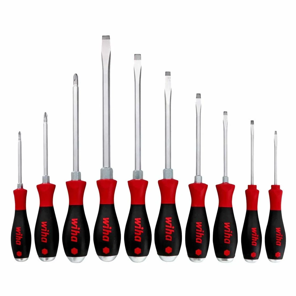 Wiha 53099 10 Piece SoftFinish X Heavy Duty Slotted and Phillips Screwdriver Set - Mactool Shop