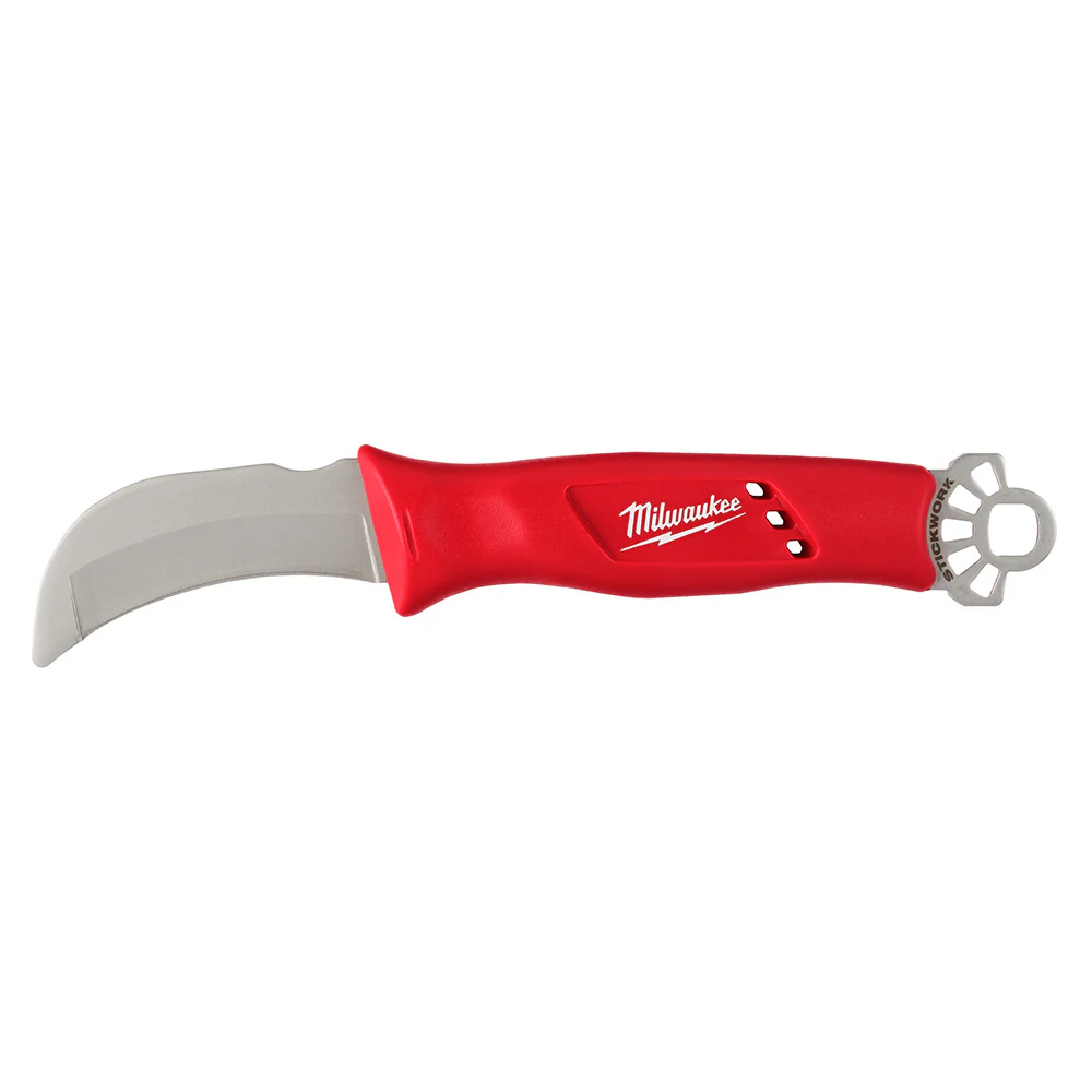 Milwaukee 48-22-1923 Lineman’s Blunt Tip Hawkbill Knife w/ STICKWORK 3-in-1 Ring - Mactool Shop