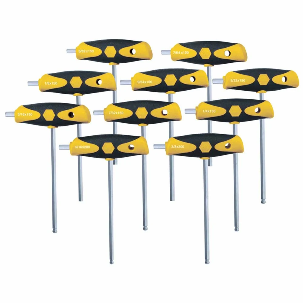 Wiha 54097 10 Piece SoftGrip Dual Drive SAE T-Handle Set - Mactool Shop