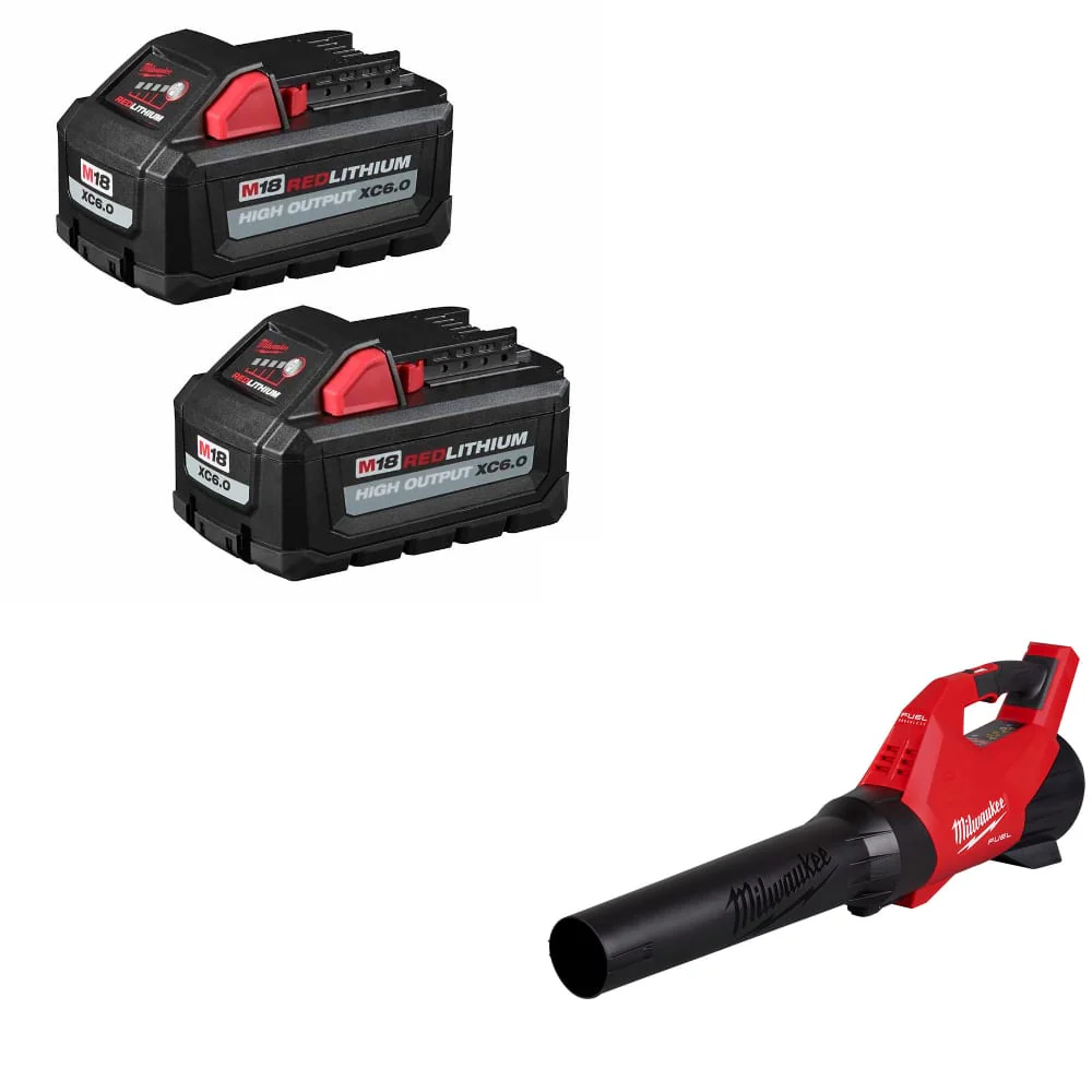 Milwaukee 48-11-1862 M18 XC6.0 Battery-2Pk W/ FREE 3017-20 M18 FUEL Blower - Mactool Shop