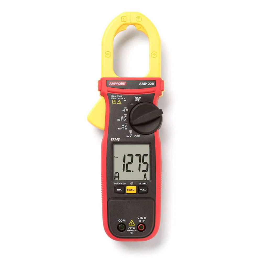 Amprobe 4560543 AMP-220 600V/600A TRMS AC/DC Clamp Multimeter with Amp-Tip, CAT II Rated - Mactool Shop