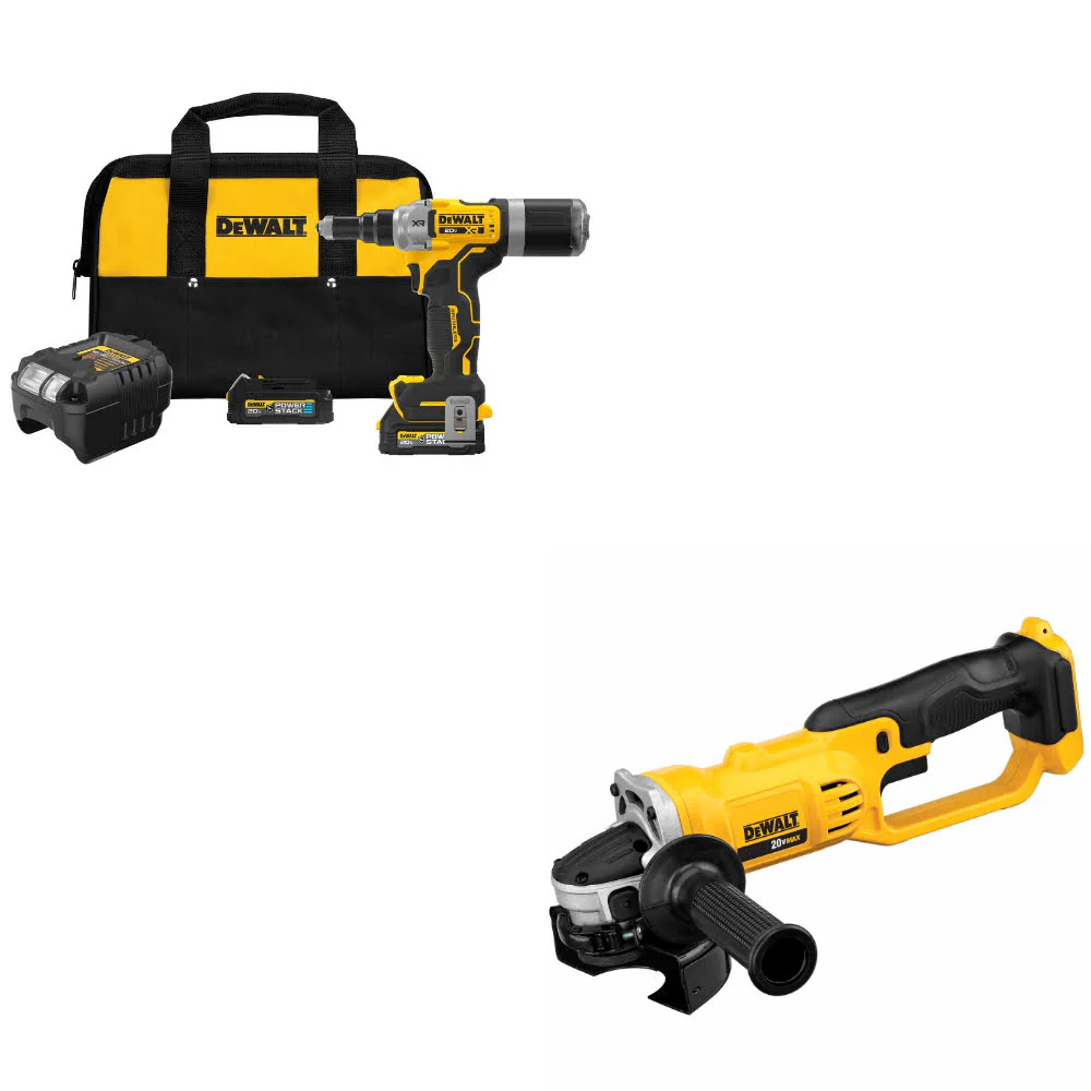DeWalt DCF414GE2 20V MAX XR Rivet Tool Kit W/ FREE DCG412B 20V MAX Cut-Off Tool - Mactool Shop