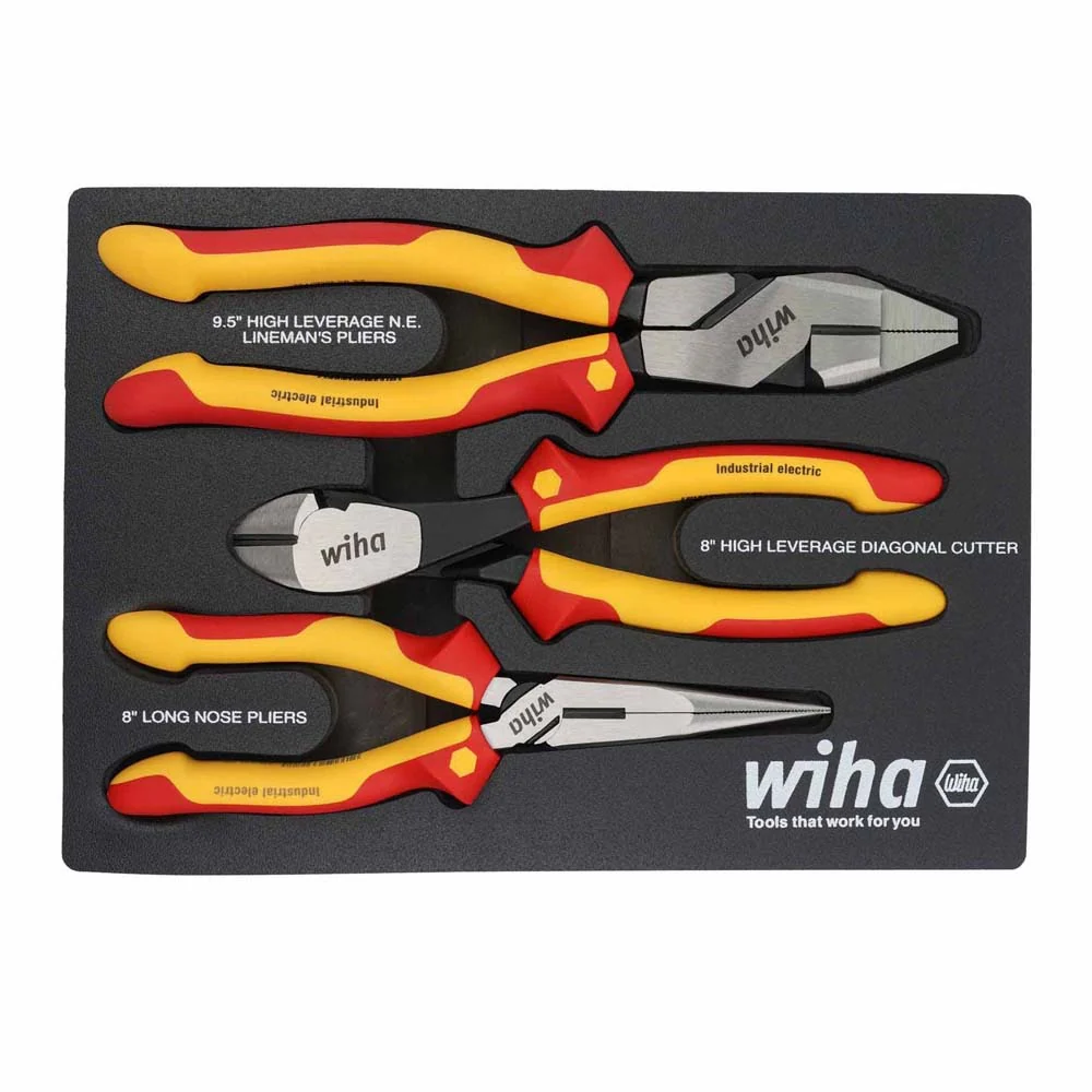 Wiha 32960 3 Piece Insulated Pliers and Cutters Tray Set - Mactool Shop