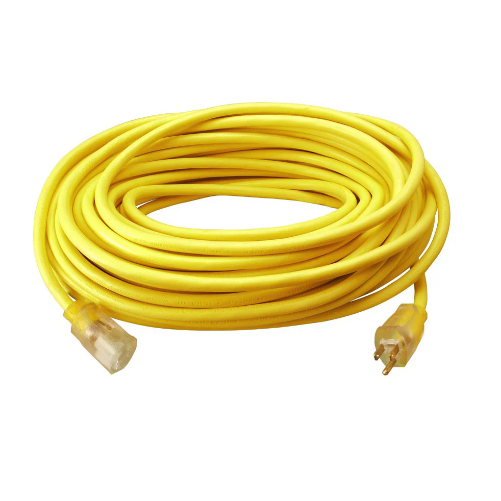 Southwire 2589SW0002 12/3 100' SJTW Yellow Extension Cord with Lighted End - Mactool Shop