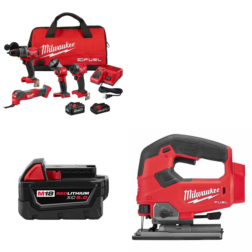 Milwaukee 3698-24MT M18 4-Tool Combo Kit W/ FREE 48-11-1850 M18 Battery & Jigsaw - Mactool Shop
