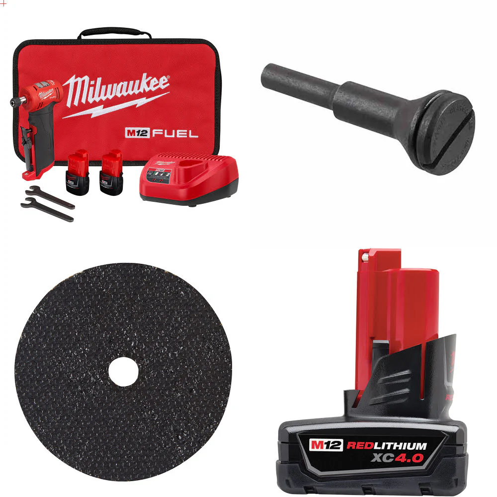 Milwaukee 2485-22 M12 Grinder Kit W/ FREE Arbor, Cut Off Wheel-5Pk & Battery - Mactool Shop