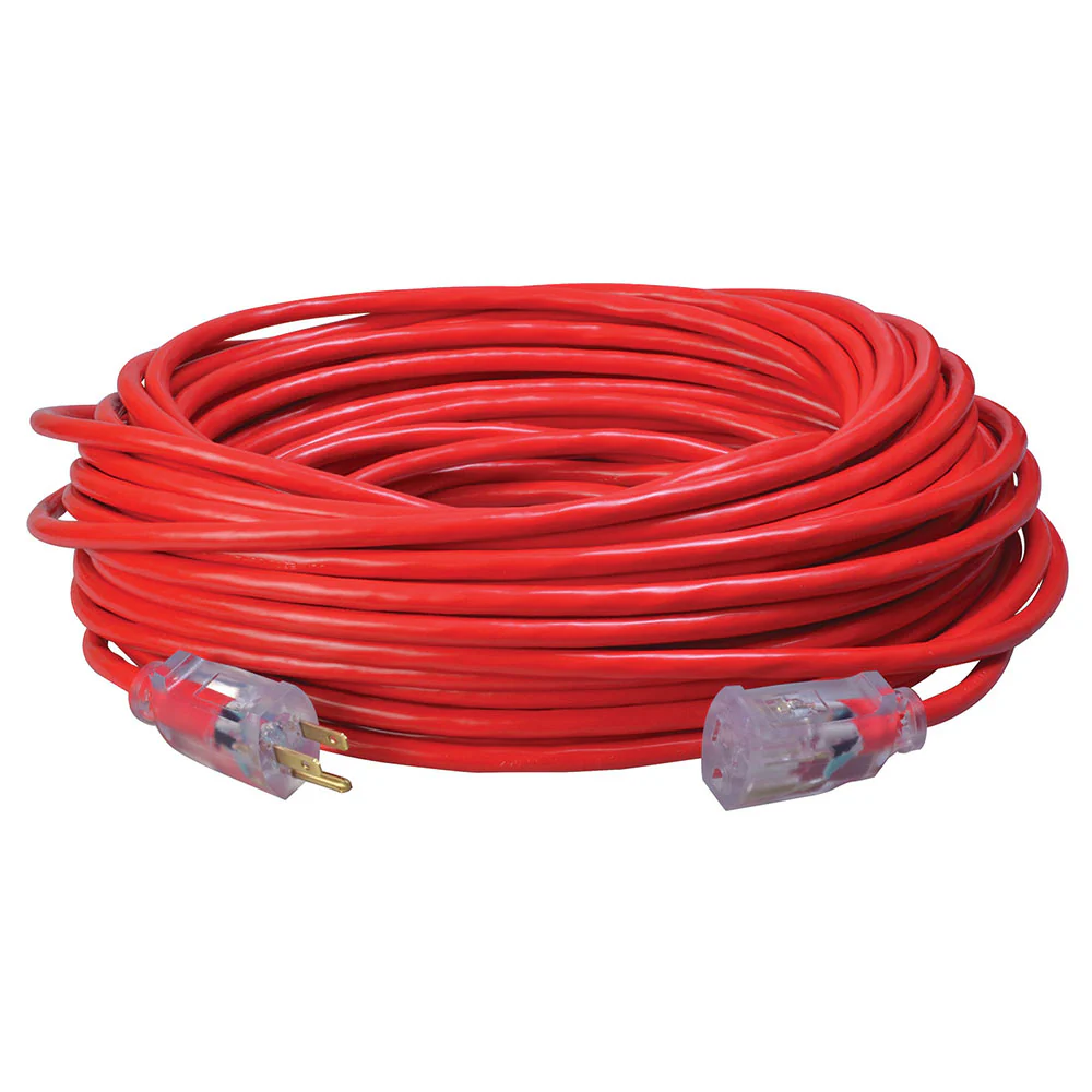 Southwire 2489SW8804 14/3 100' SJTW Extension Cord Red with Lighted Ends - Mactool Shop