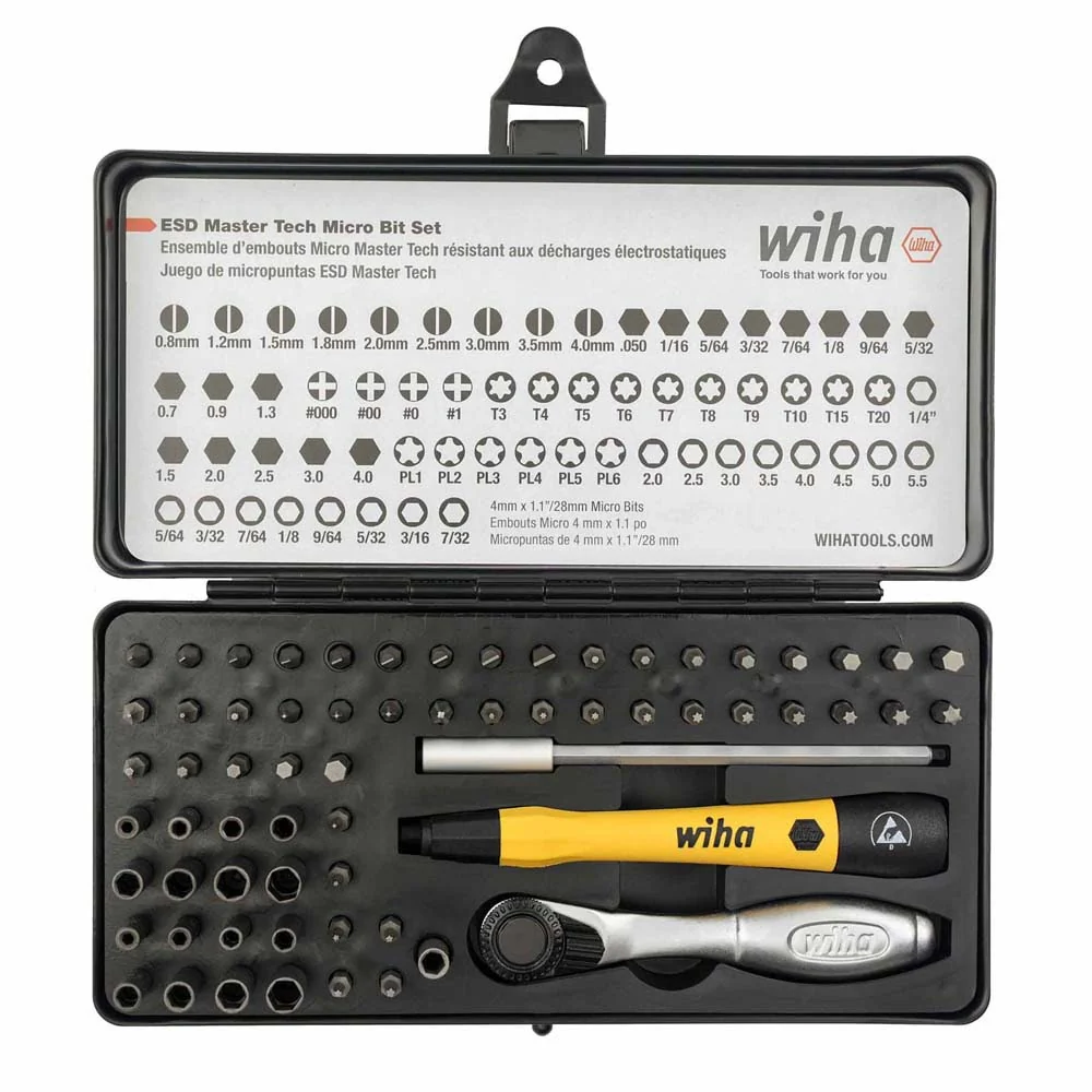 Wiha 75965 65 Piece System 4 ESD Safe Master Technician's Ratchet and MicroBits - Mactool Shop