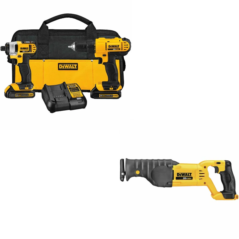 DeWalt DCK240C2 20V MAX 2-Tool Combo Kit W/ DCS380B 20V MAX Recip Saw, Bare - Mactool Shop