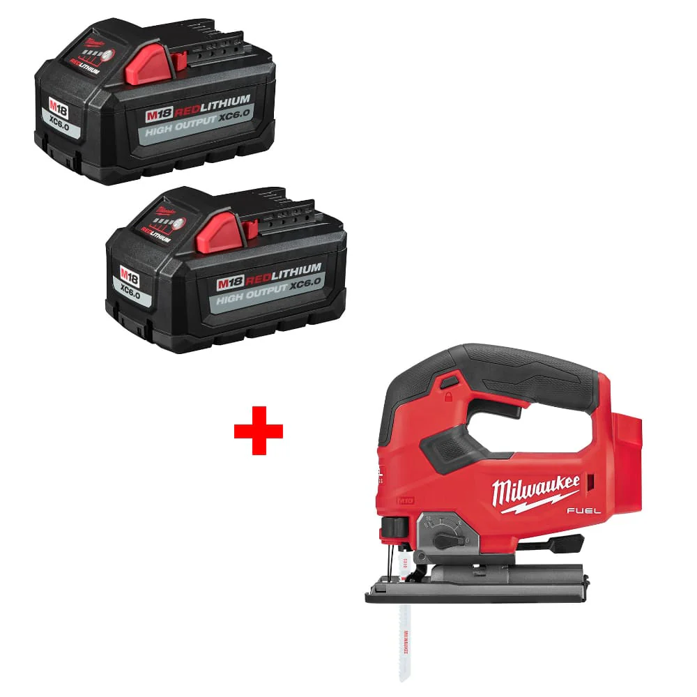 Milwaukee 48-11-1862 M18 XC6.0 Battery 2Pk w/ FREE 2737-20 M18 Jig Saw, Bare - Mactool Shop