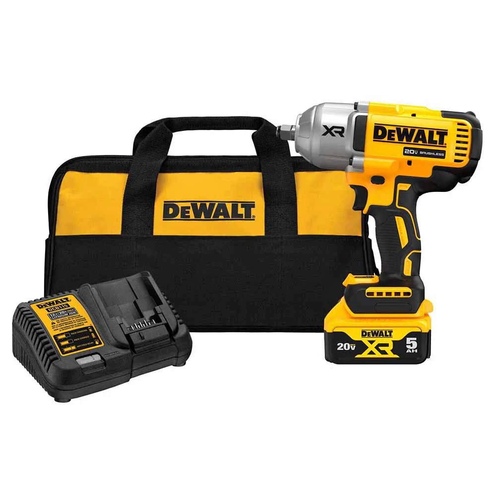 DeWalt DCF900P1 20V MAX XR 1/2-In High Torque Impact Wrench with Hog Ring Anvil with (1) 5.0 Ah Battery and Charger Kit - Mactool Shop