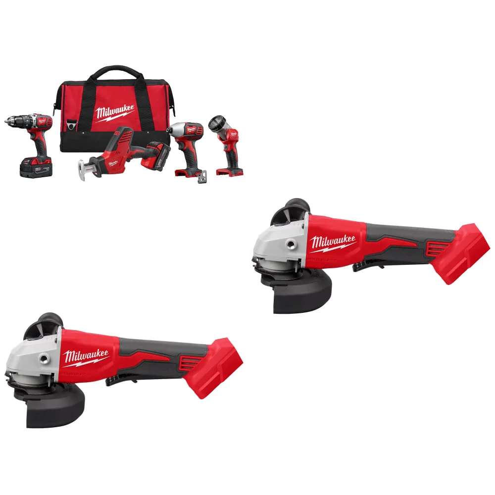 Milwaukee 2695-24 M18 4-Tool Combo Kit w/ FREE 2686-20 M18 Cut-Off Grinder, 2Pk - Mactool Shop