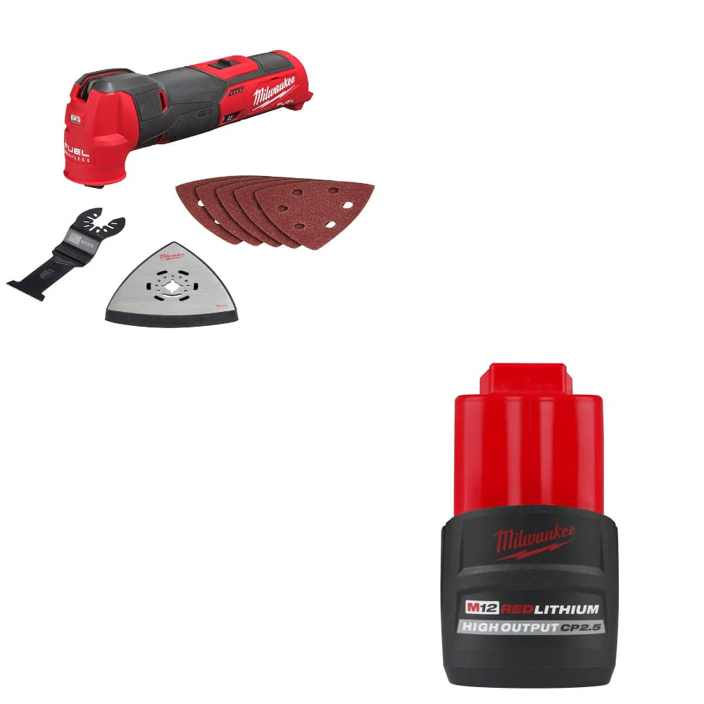 Milwaukee 2526-20 M12 FUEL Multi-Tool w/ FREE 48-11-2425 M12 CP2.5 Battery Pack - Mactool Shop