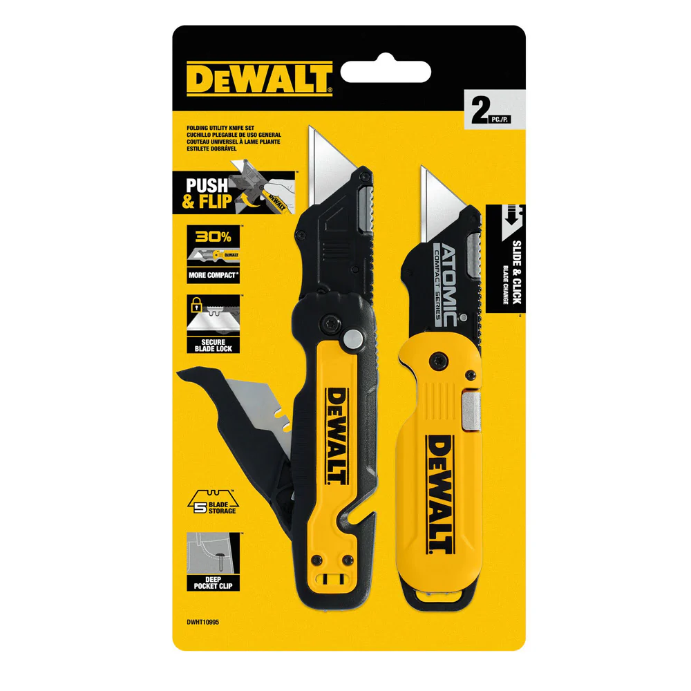 DeWalt DWHT10995 Push and Flip Folding Utility Knife Set - Mactool Shop