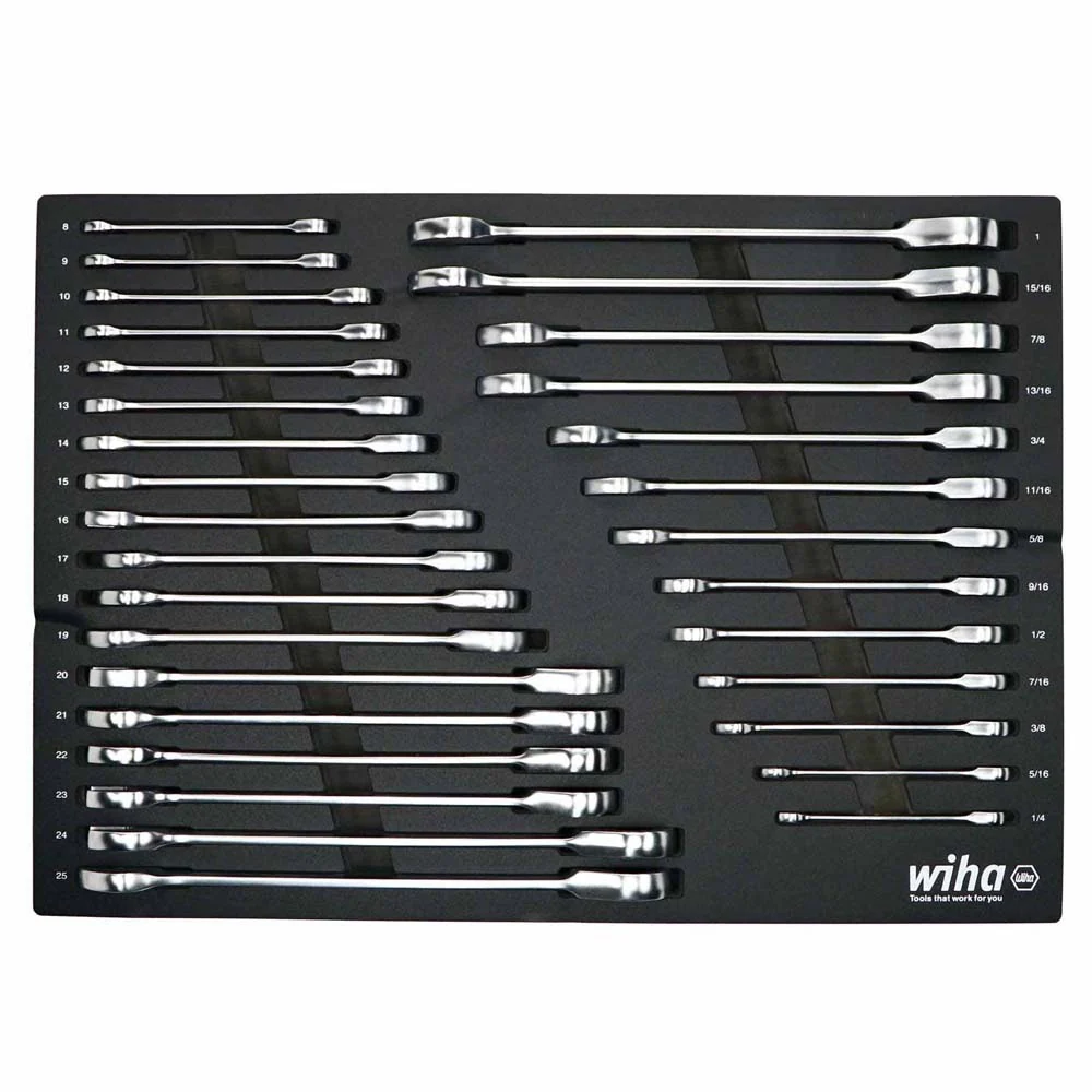 Wiha 30392 31 Piece Ratcheting Wrench Tray Set - SAE and Metric - Mactool Shop