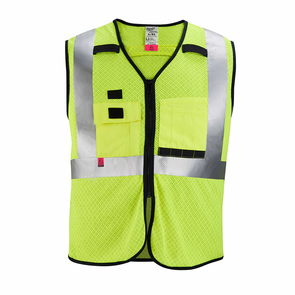 Milwaukee 48-73-5201 AR/FR Cat. 1 Class 2 High Visibility Yellow Mesh Safety Vest - S/M - Mactool Shop