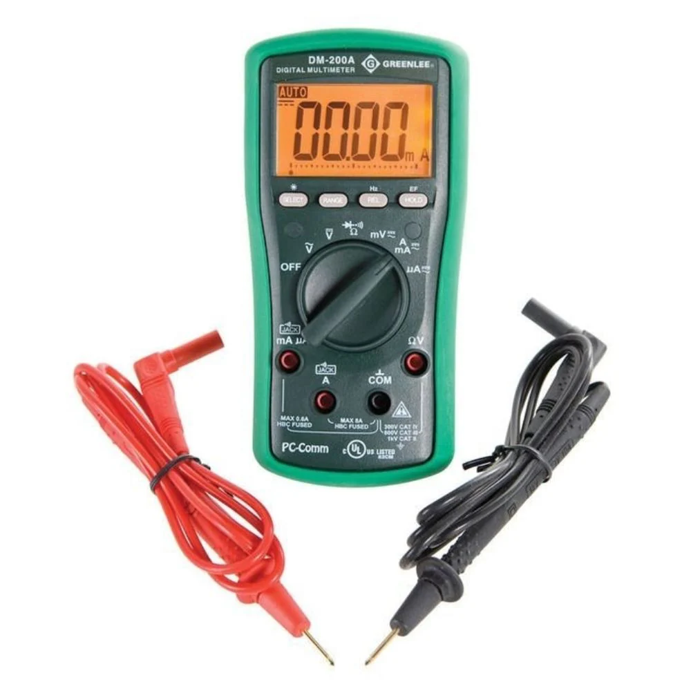 Greenlee DM-200A 6,000-Count Digital Multimeter, 1000V, 8A (DM-200A) - Mactool Shop