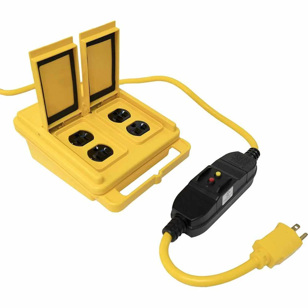 Southwire 28458802 6' 12/3 SJTW Shock Shield GFCI Outlet Box w/ Test Reset Button - Mactool Shop