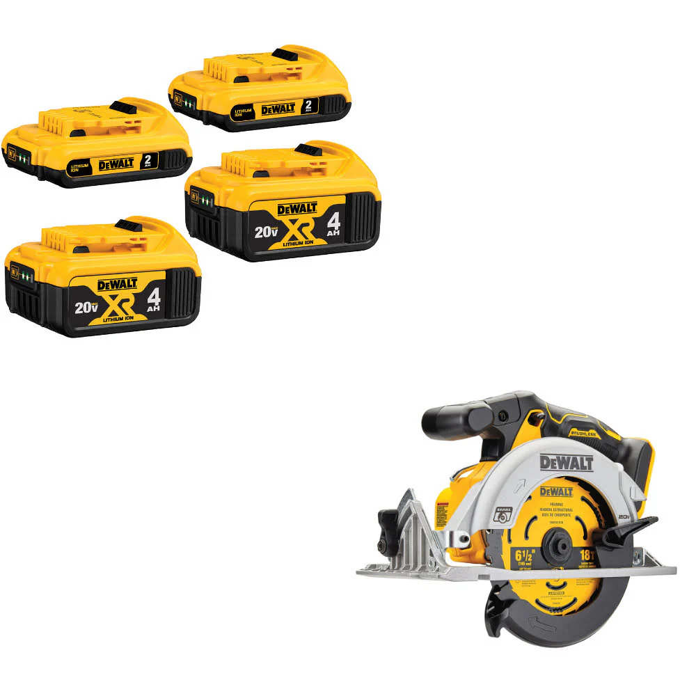 DeWalt DCB324-4 20V MAX Li-Ion Battery 4-Pack W/ FREE DCS565B 20V MAX Circ Saw - Mactool Shop