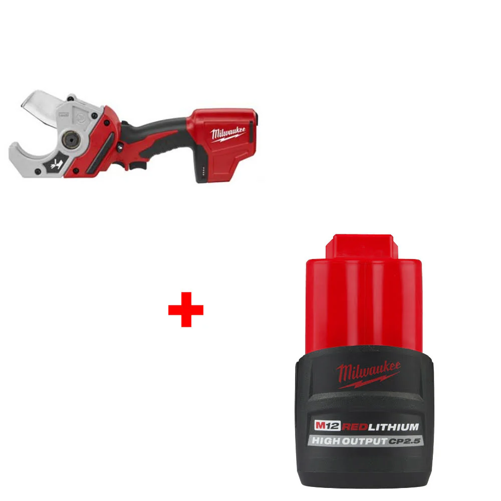 Milwaukee 2470-20 M12 PVC Shear, Bare W/ FREE 48-11-2425 M12 CP2.5 Battery Pack - Mactool Shop
