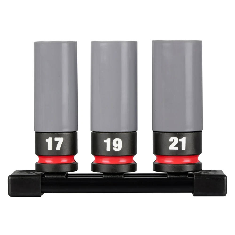 Milwaukee 49-66-7830 SHOCKWAVE Impact Duty 1/2 Drive Metric 3PC Lug Nut Wheel Socket Set - Mactool Shop