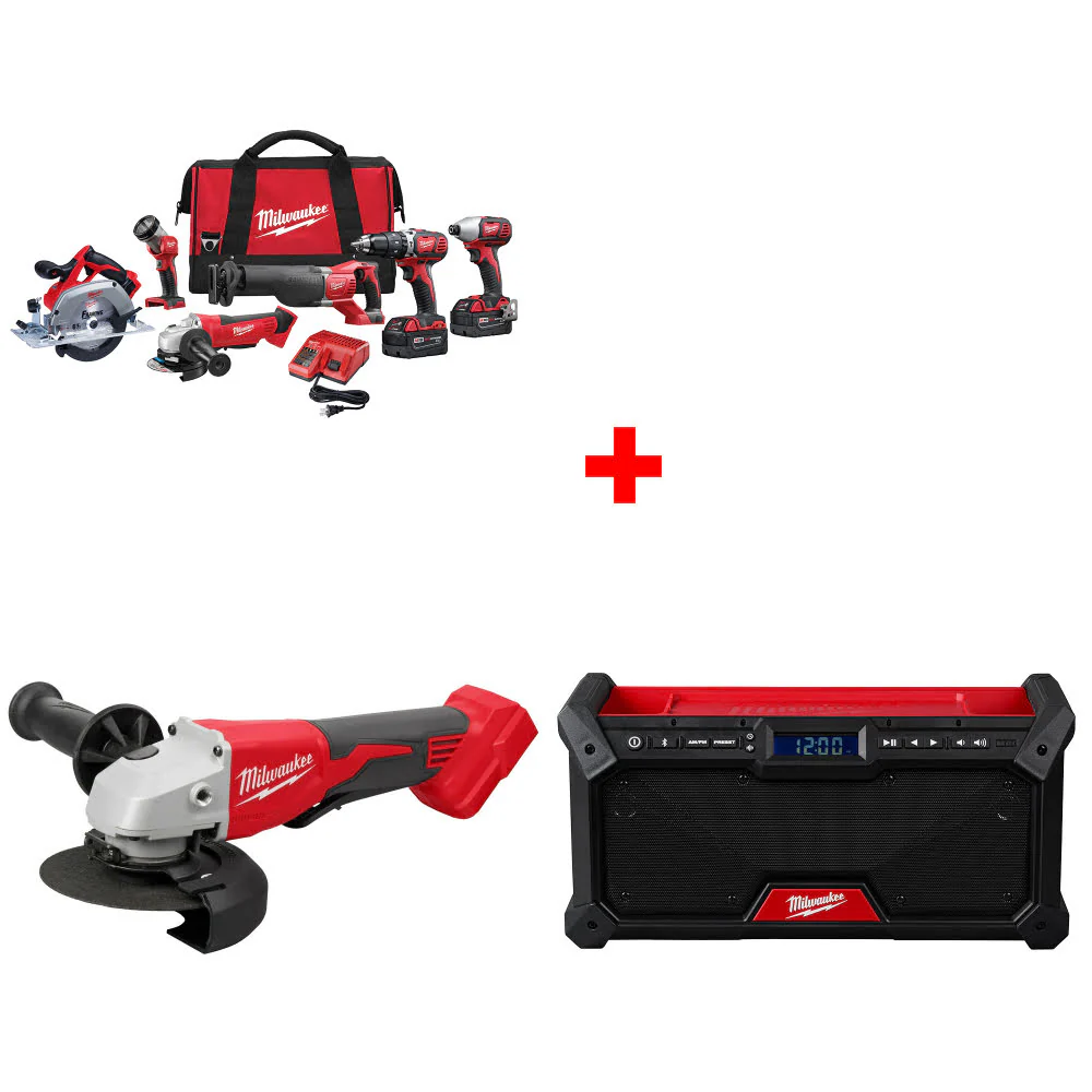Milwaukee 2696-26 M18 6-Tool Combo Kit W/ FREE 2686-20 18V Grinder & M18 Radio - Mactool Shop