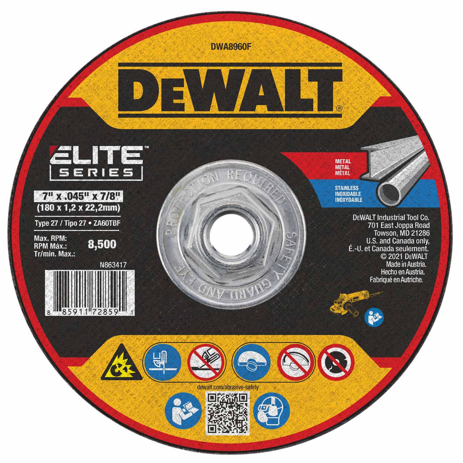 DeWalt DWA8960F Elite Series 7 x .045 x 7/8 XP T27 Cutting Wheel - Mactool Shop