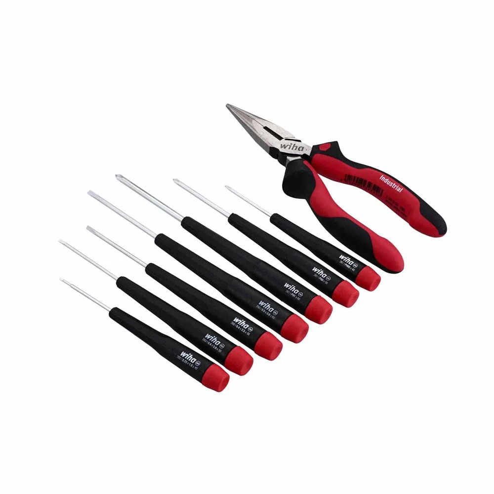 Wiha 26190 8 Piece Precision Slotted and Phillips Screwdrivers and Pliers Set - Mactool Shop