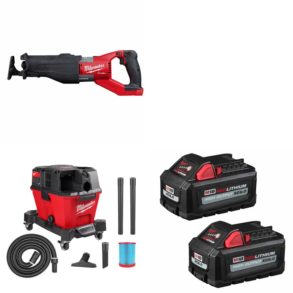 Milwaukee 2722-20 M18 FUEL SAWZALL W/ 0910-20 M18 Vacuum & FREE Battery 2 Pack - Mactool Shop