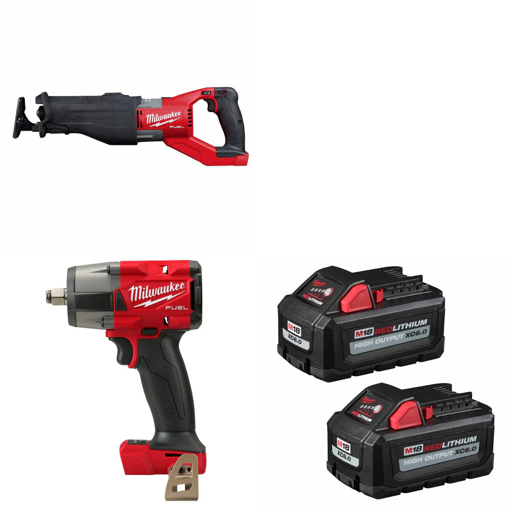 Milwaukee 2722-20 M18 FUEL SAWZALL W/ M18 Impact Wrench & FREE Battery 2 Pack - Mactool Shop