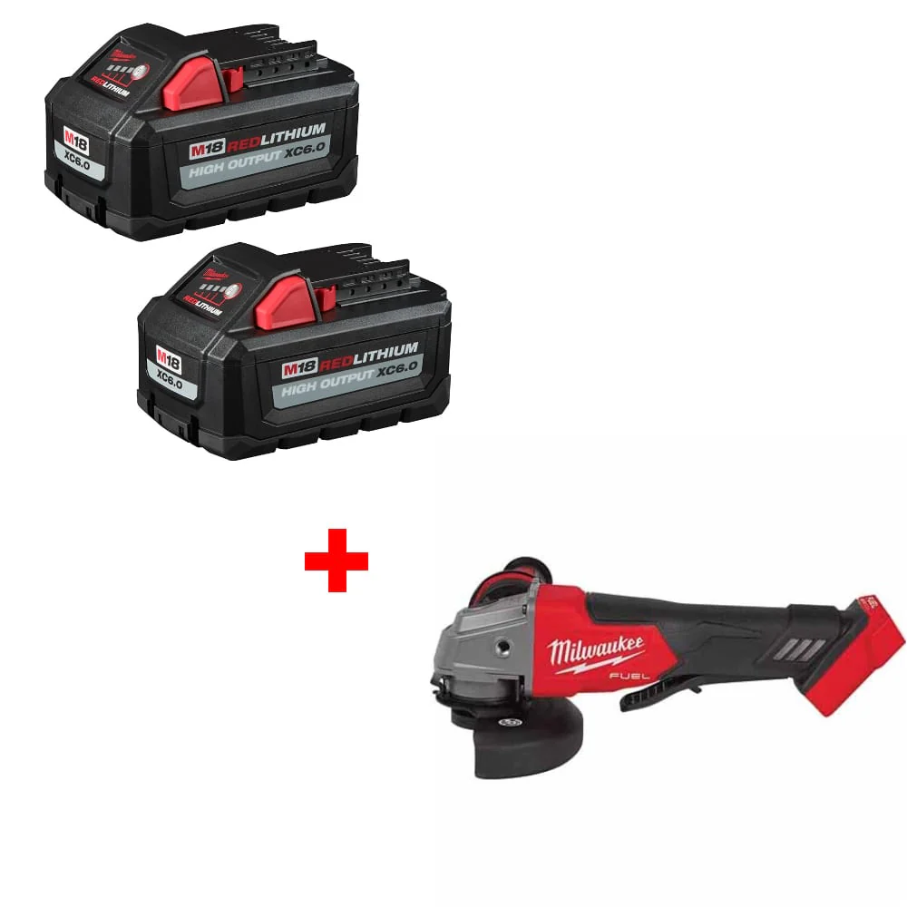 Milwaukee 48-11-1862 M18 XC6.0 Battery 2Pk w/ FREE 2880-20 Grinder Paddle Switch - Mactool Shop