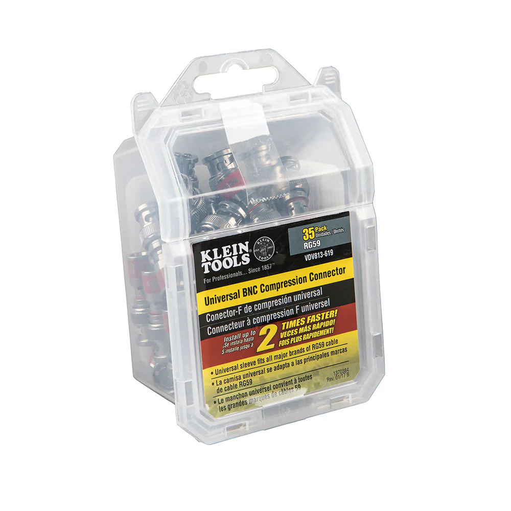 Klein Tools VDV813-619 Universal BNC Compression Connectors RG59 35-Pack - Mactool Shop