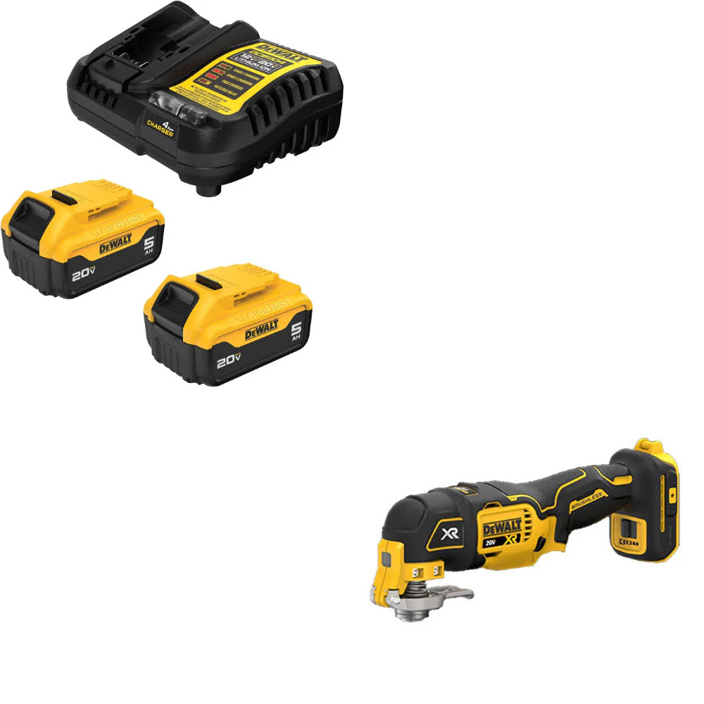 DeWalt DCB205-2C 20V MAX XR Starter Kit W/ FREE DCS356B 20V MAX XR Multi-Tool - Mactool Shop