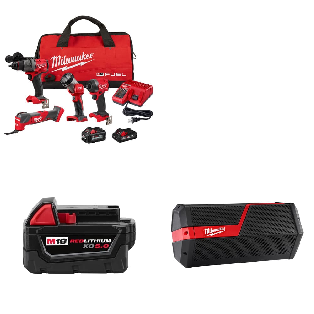 Milwaukee 3698-24MT M18 4-Tool Combo Kit W/ FREE 48-11-1850 Battery & Speaker - Mactool Shop
