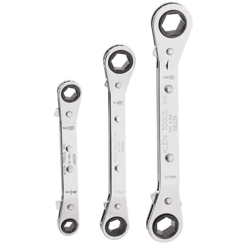 Klein 68244 Reversible Ratcheting Box Wrench Set, 3-Piece - Mactool Shop