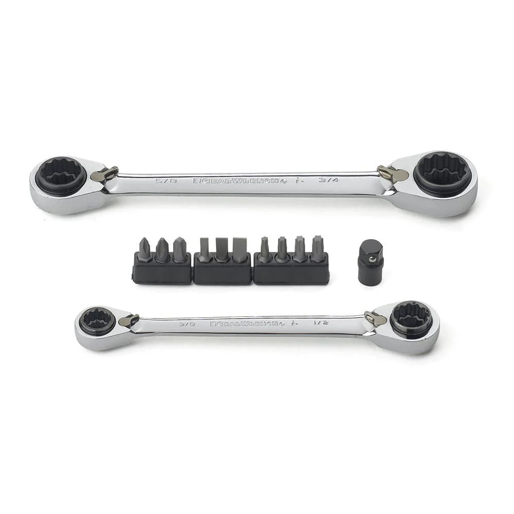 GearWrench 85200 13 Pc. 72-Tooth 12 Point QuadBox Reversible Ratcheting SAE Wrench Bit Set - Mactool Shop