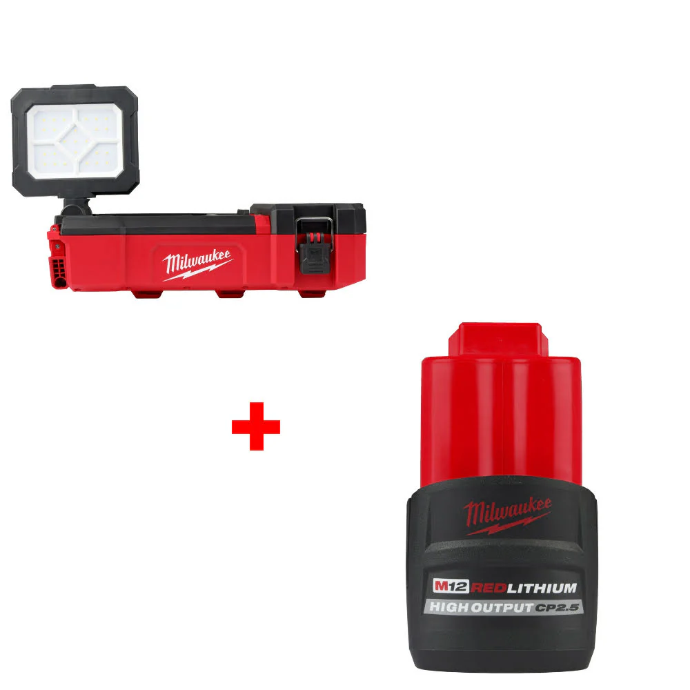 Milwaukee 2356-20 M12 PACKOUT Flood Light W/ FREE 48-11-2425 M12 Battery Pack - Mactool Shop