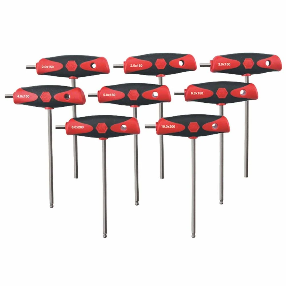 Wiha 54095 8 Piece SoftGrip Dual Drive Metric T-Handle Set - Mactool Shop