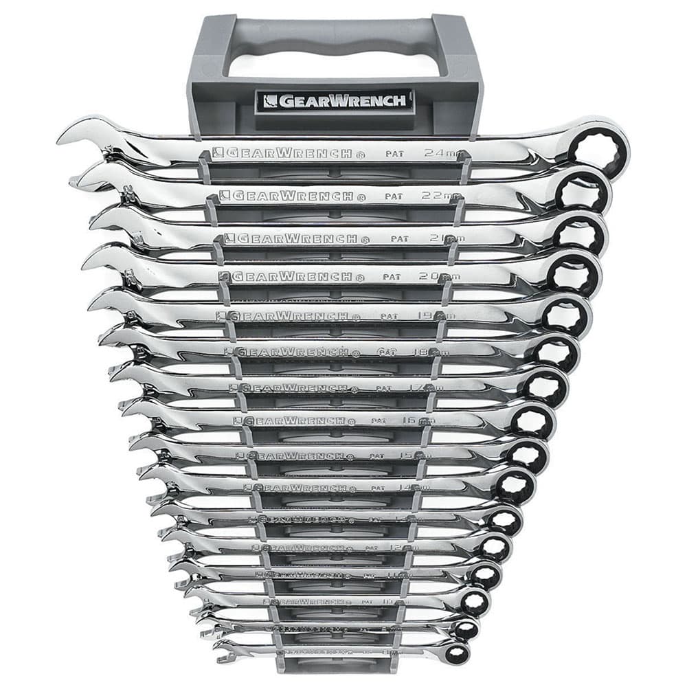 GearWrench 85099 16 Pc. 72-Tooth 12 Point XL Ratcheting Combination Metric Wrench Set - Mactool Shop