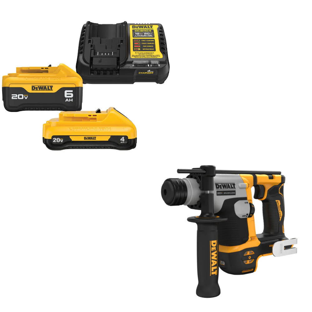 DeWalt DCB2460C 20V MAX 4Ah & 6Ah Starter Kit W/ FREE DCH172B Compact Hammer - Mactool Shop