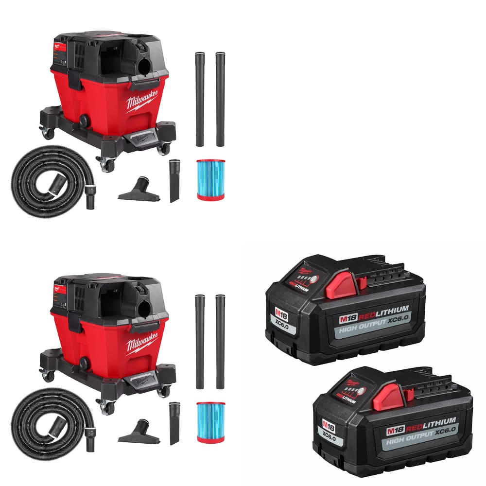 Milwaukee 0910-20 M18 FUEL Wet/Dry Vacuum-2Pk W/ FREE 48-11-1862 M18 Battery-2Pk - Mactool Shop