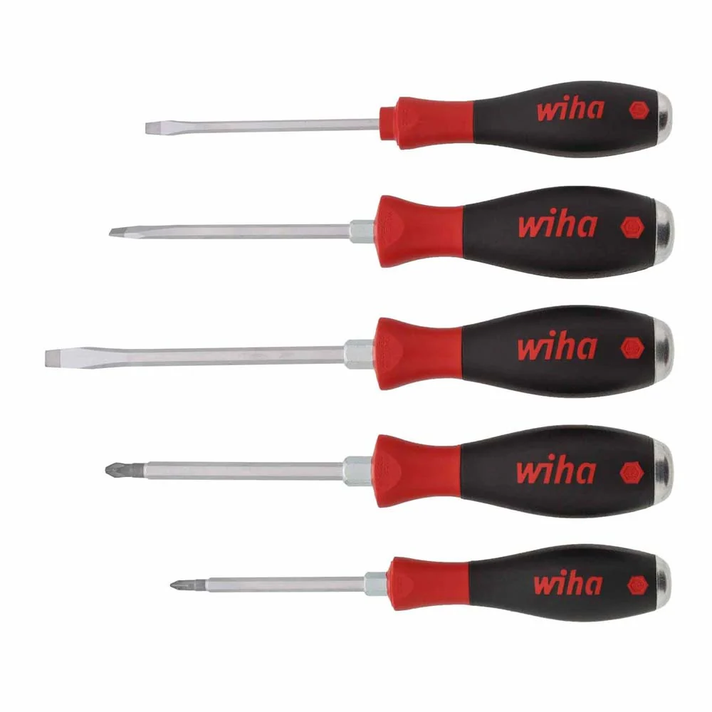 Wiha 53075 5 Piece SoftFinish X Heavy Duty Slotted and Phillips Screwdriver Set - Mactool Shop