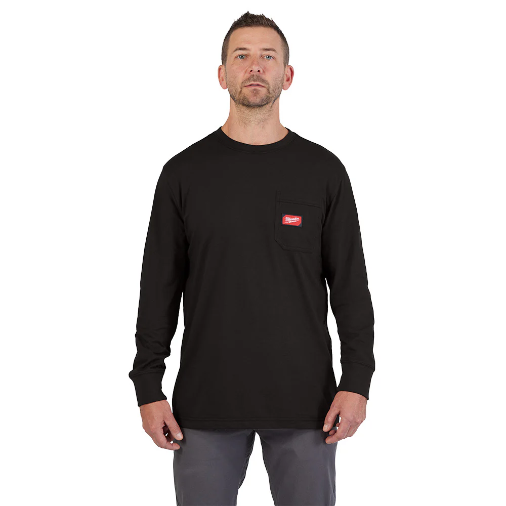 Milwaukee 606B GRIDIRON Pocket T-Shirt - Long Sleeve Black - Mactool Shop