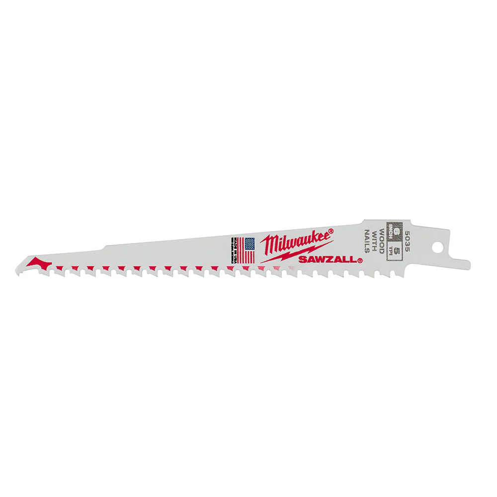 Milwaukee 48-01-2015 6 in. 5 TPI Thin Kerf SAWZALL® Blades-Bulk 10 - Mactool Shop