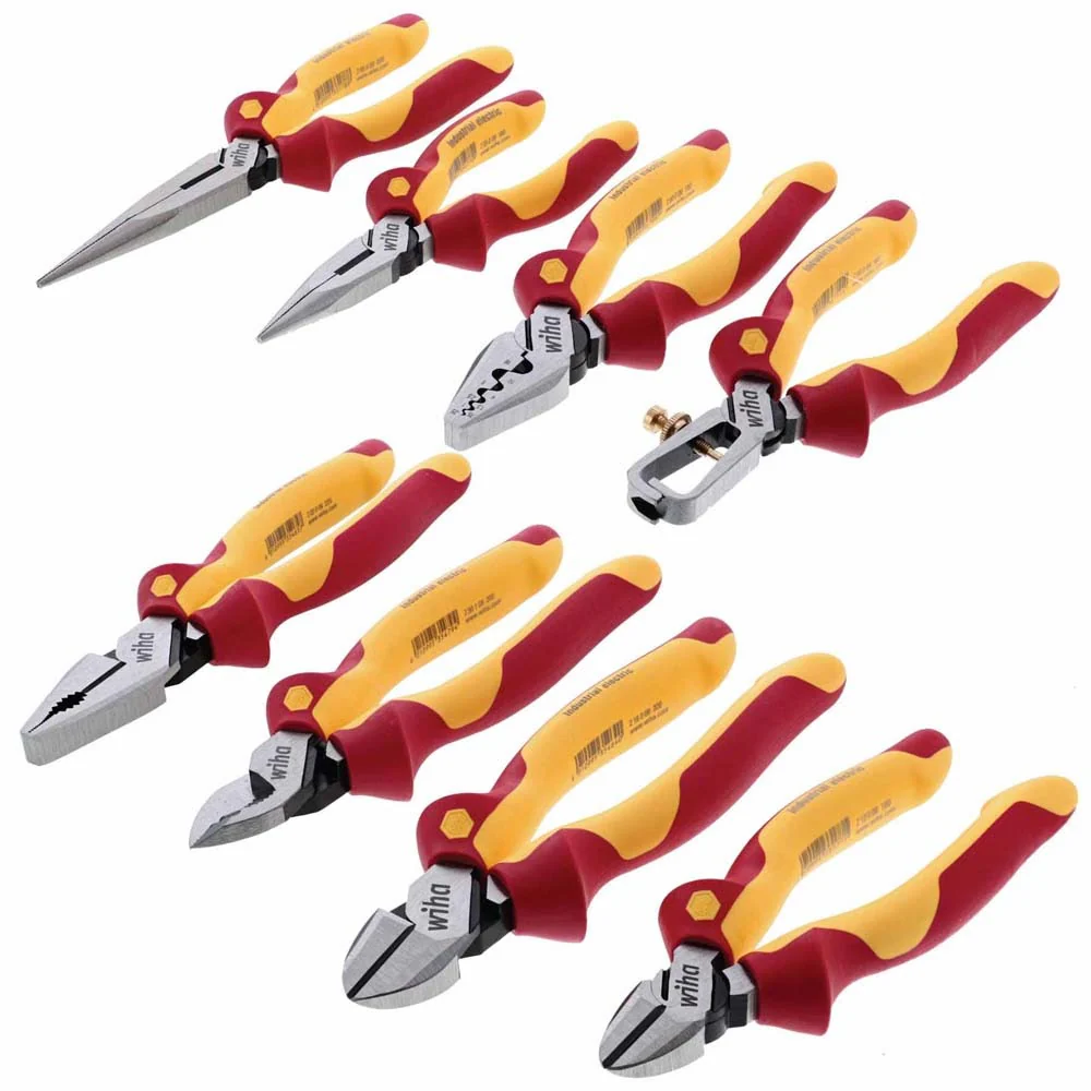 Wiha 32987 8 Piece Insulated Industrial Pliers Cutters Set with Canvas Pouch - Mactool Shop