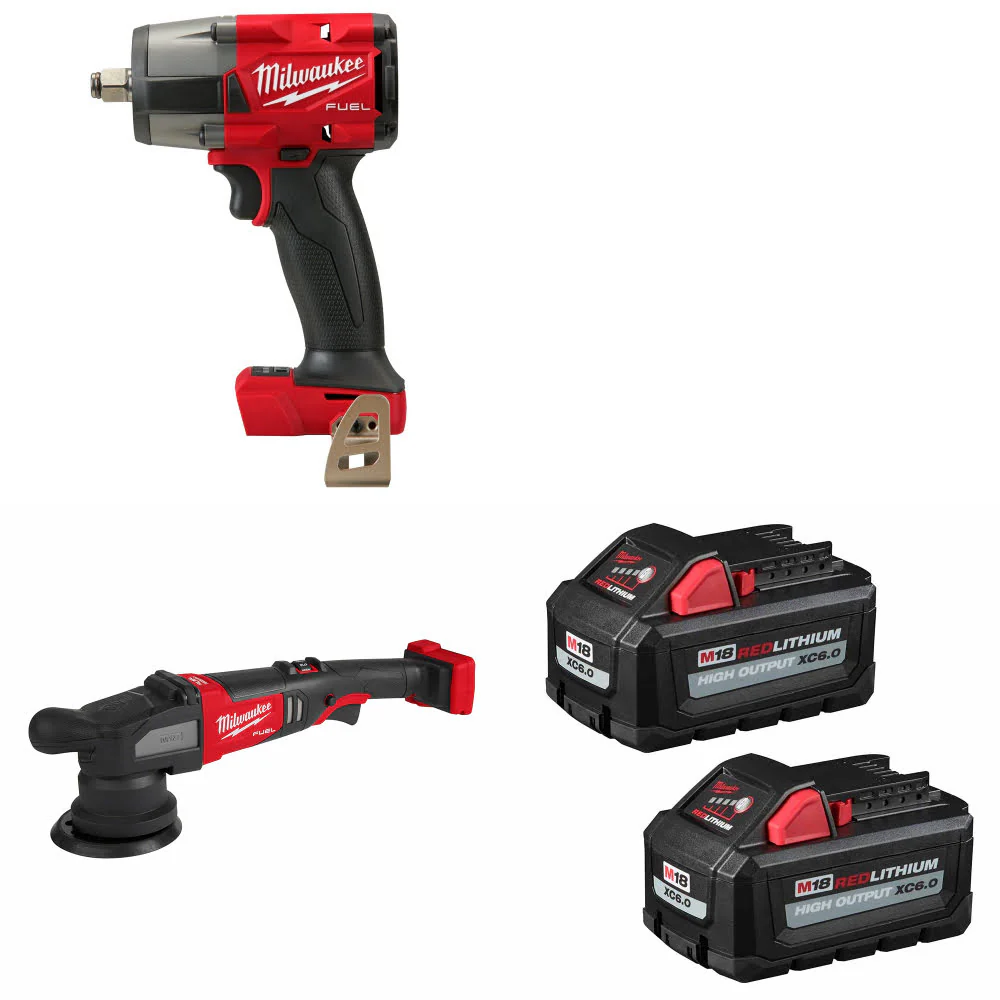 Milwaukee 2962-20 M18 Impact Wrench W/ 2684-20 M18 Polisher & FREE Battery-2Pk - Mactool Shop